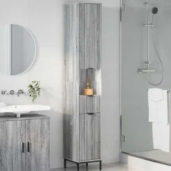 vidaXL Badkamer Kast Grijs Sonoma 31,5 x 33 x 190 cm