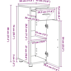 vidaXL Badkamer Kast Hoogglans wit 30 x 35 x 80 cm