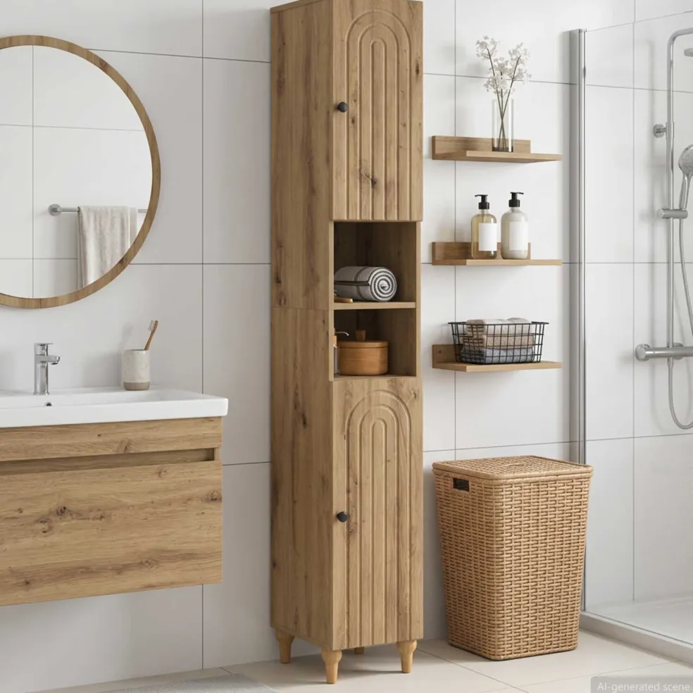 vidaXL Badkamerkast met Open Plank ALKMAAR Artisanaal eiken