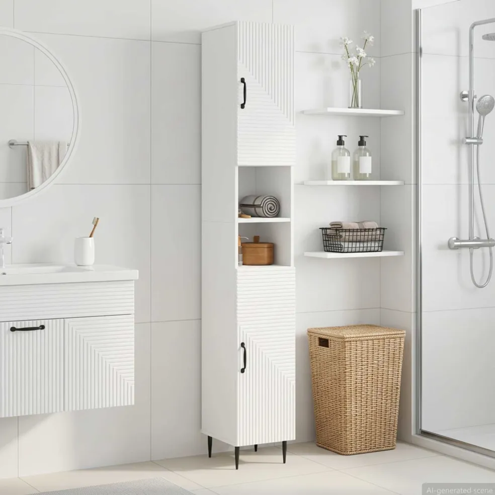 vidaXL Badkamerkast met Open Plank HAARLEM Hoogglans Wit