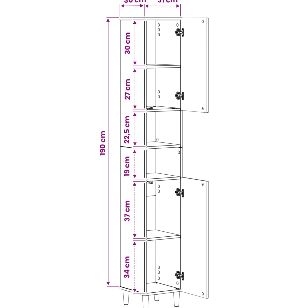 vidaXL Badkamerkast met Open Plank ARNHEM Hoogglans Wit