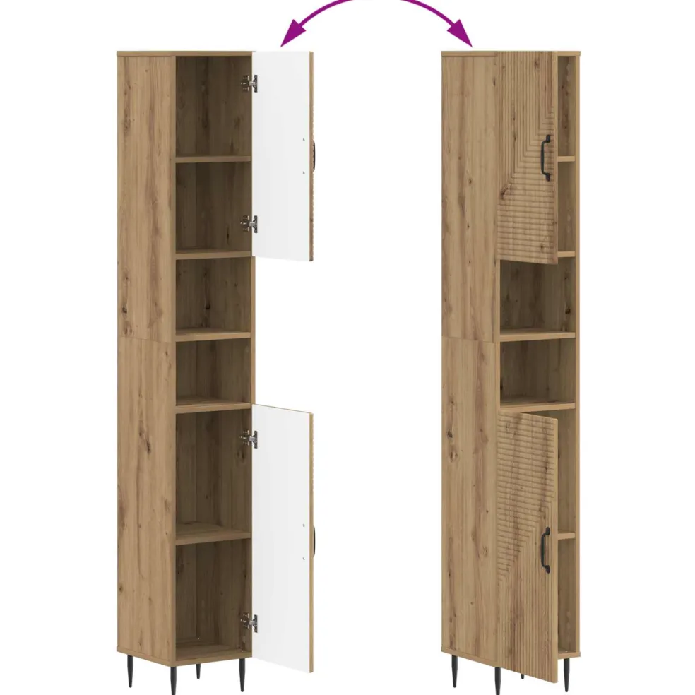 vidaXL Badkamerkast met Open Plank HAARLEM Artisanaal eiken