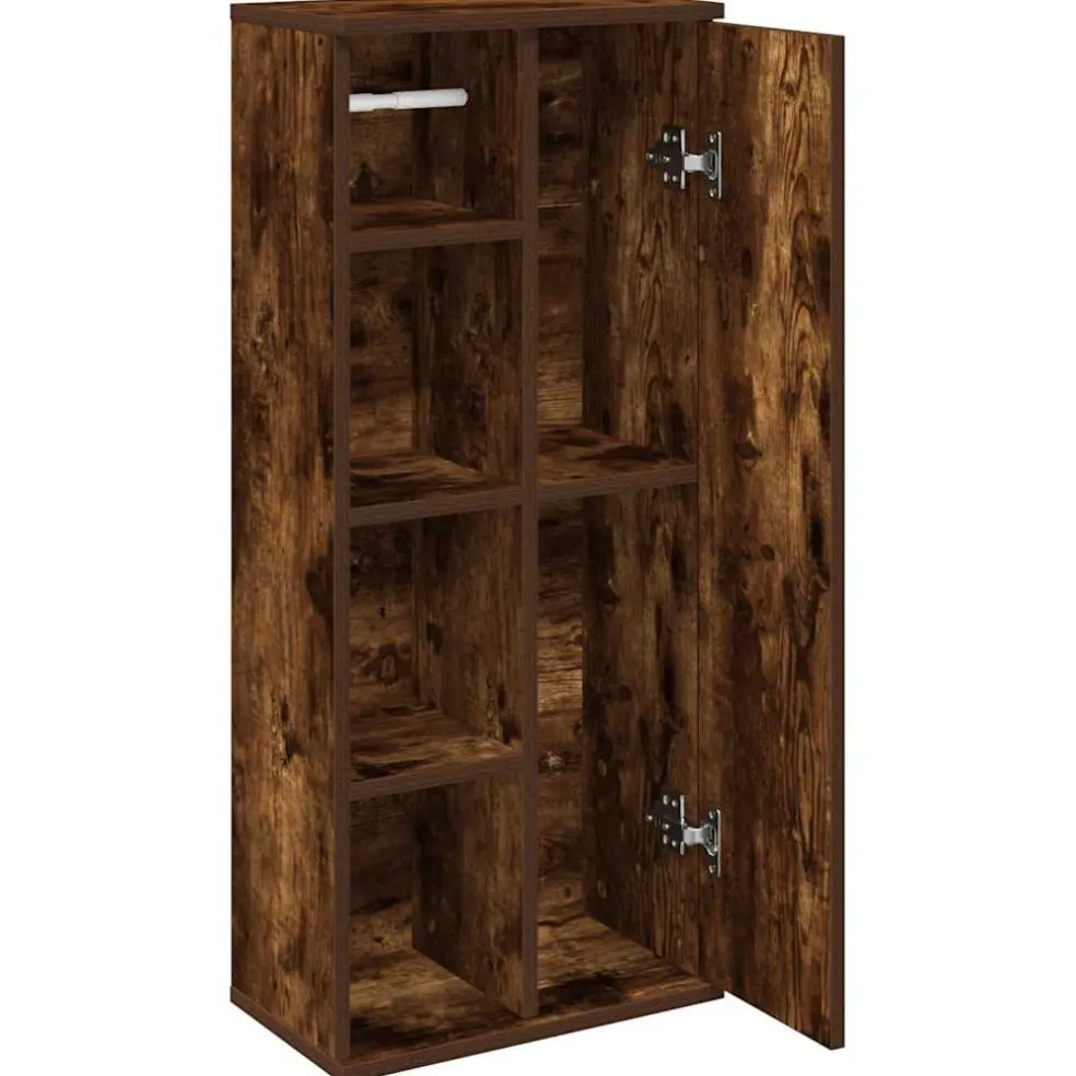 vidaXL Badkamerkast met rolhouder 39x22x90 cm gerookt eikenkleurig