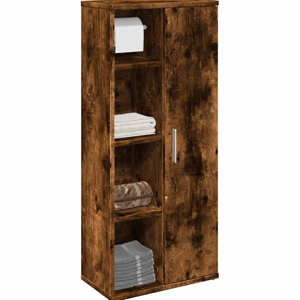 vidaXL Badkamerkast met rolhouder 39x22x90 cm gerookt eikenkleurig
