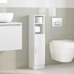 vidaXL Badkamerkast met rolhouder 20,5x22x90 cm wit
