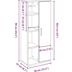 vidaXL Badkamerkast met rolhouder 39x22x90 cm wit