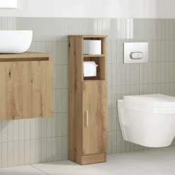 vidaXL Badkamerkast met rolhouder 20,5x22x90 cm artisanaal eikenkleur