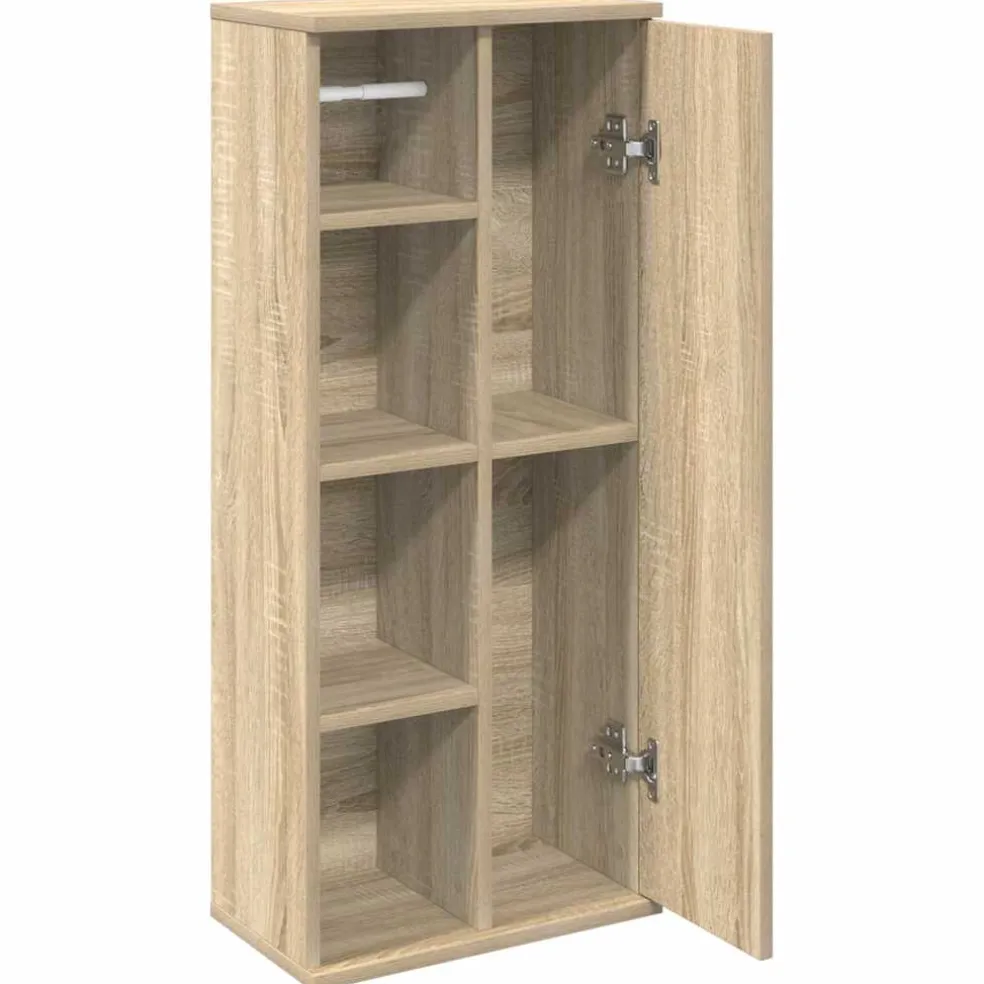 vidaXL Badkamerkast met rolhouder 39x22x90 cm sonoma eikenkleurig