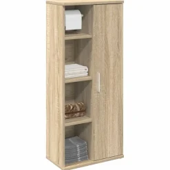 vidaXL Badkamerkast met rolhouder 39x22x90 cm sonoma eikenkleurig