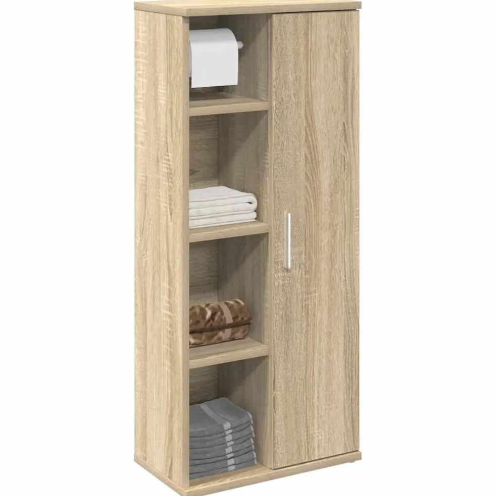 vidaXL Badkamerkast met rolhouder 39x22x90 cm sonoma eikenkleurig