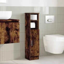 vidaXL Badkamerkast met rolhouder 20,5x22x90 cm gerookt eikenkleurig