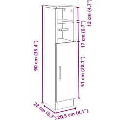 vidaXL Badkamerkast met rolhouder 20,5x22x90 cm gerookt eikenkleurig