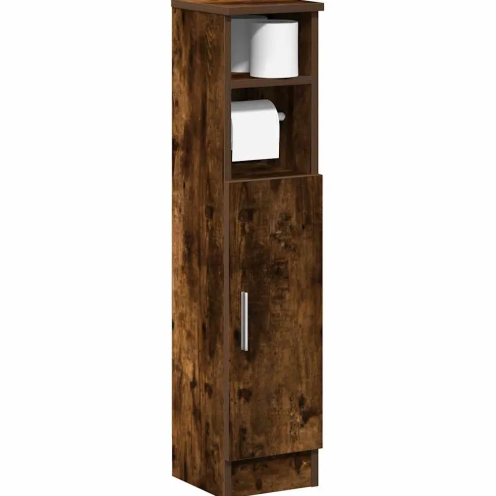 vidaXL Badkamerkast met rolhouder 20,5x22x90 cm gerookt eikenkleurig