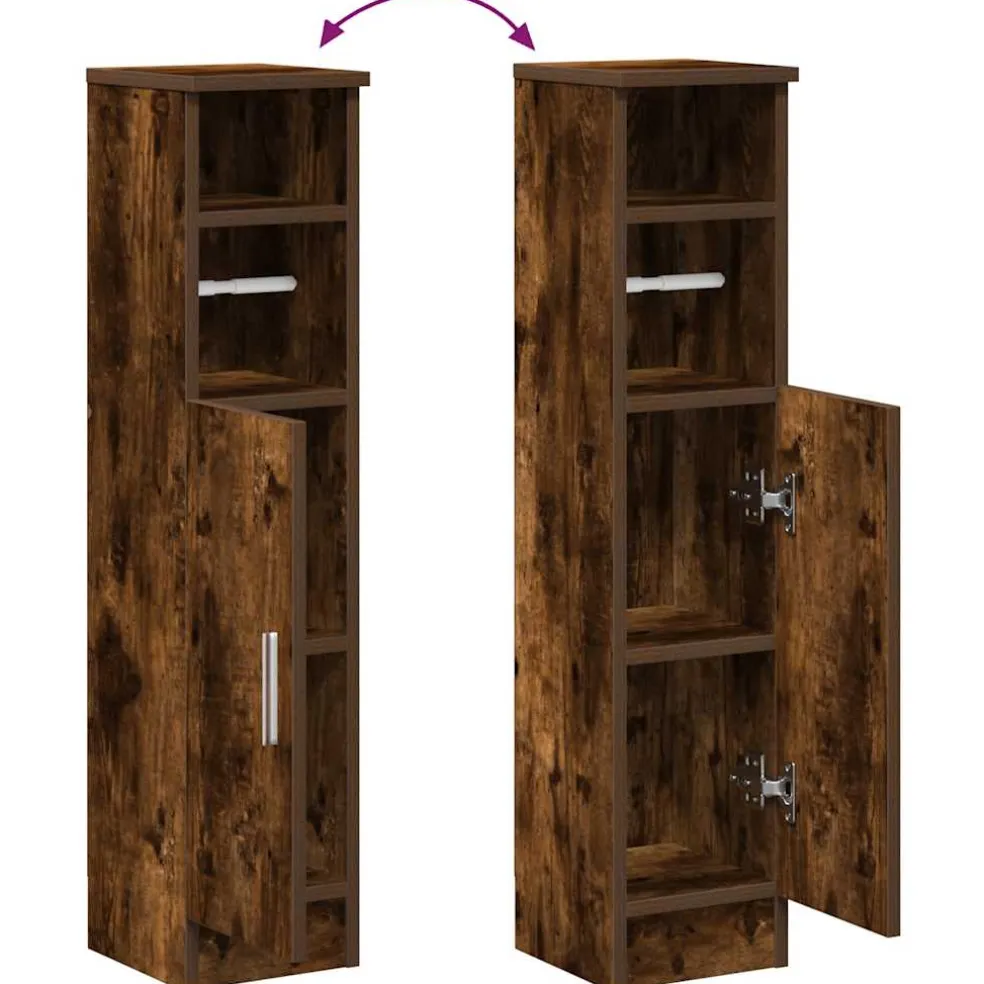 vidaXL Badkamerkast met rolhouder 20,5x22x90 cm gerookt eikenkleurig