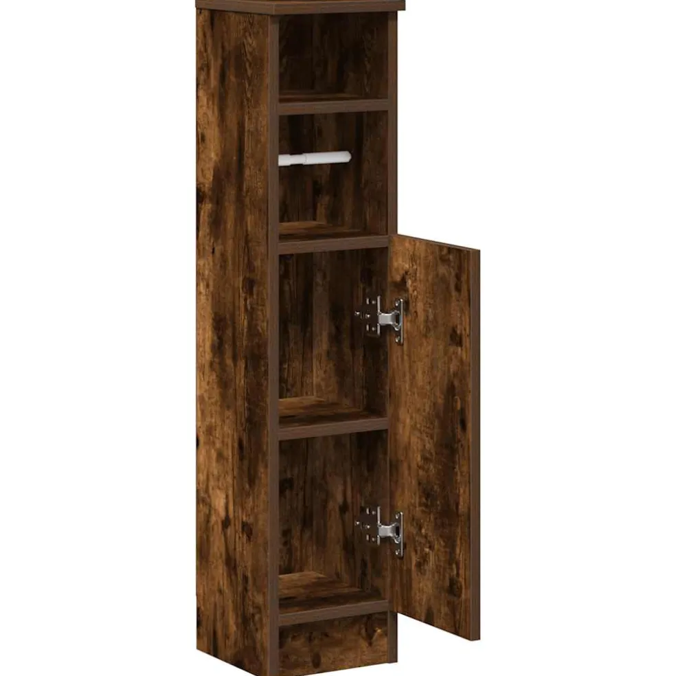 vidaXL Badkamerkast met rolhouder 20,5x22x90 cm gerookt eikenkleurig