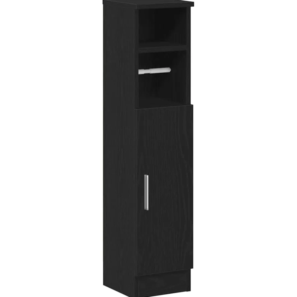 vidaXL Badkamerkast met rolhouder 20,5x22x90 cm zwart