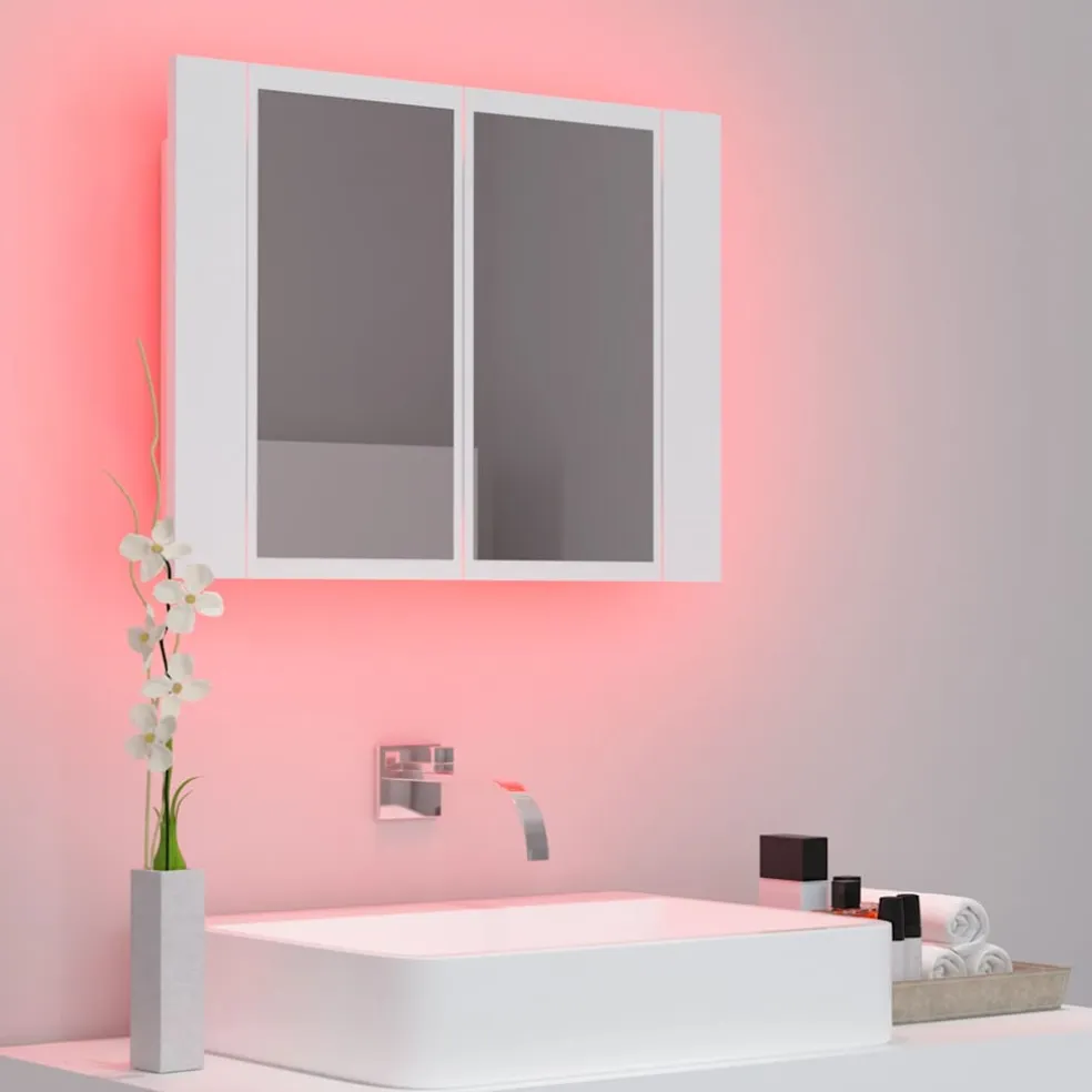 vidaXL Badkamerkast met spiegel en LED 60x12x45 cm acryl wit