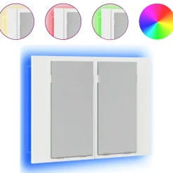 vidaXL Badkamerkast met spiegel en LED 60x12x45 cm acryl wit