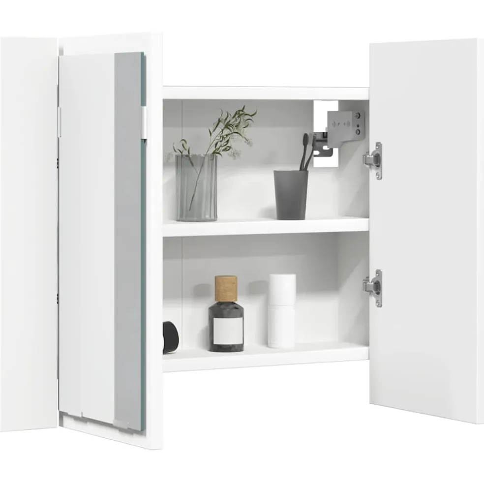 vidaXL Badkamerkast met spiegel en LED 60x12x45 cm acryl wit