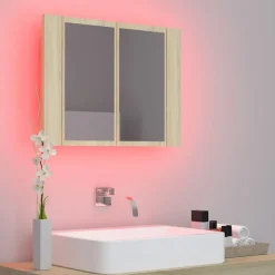 vidaXL Badkamerkast met spiegel LED 60x12x45 acryl sonoma eikenkleurig