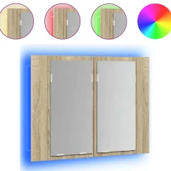 vidaXL Badkamerkast met spiegel LED 60x12x45 acryl sonoma eikenkleurig