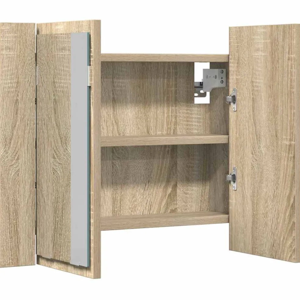 vidaXL Badkamerkast met spiegel LED 60x12x45 acryl sonoma eikenkleurig