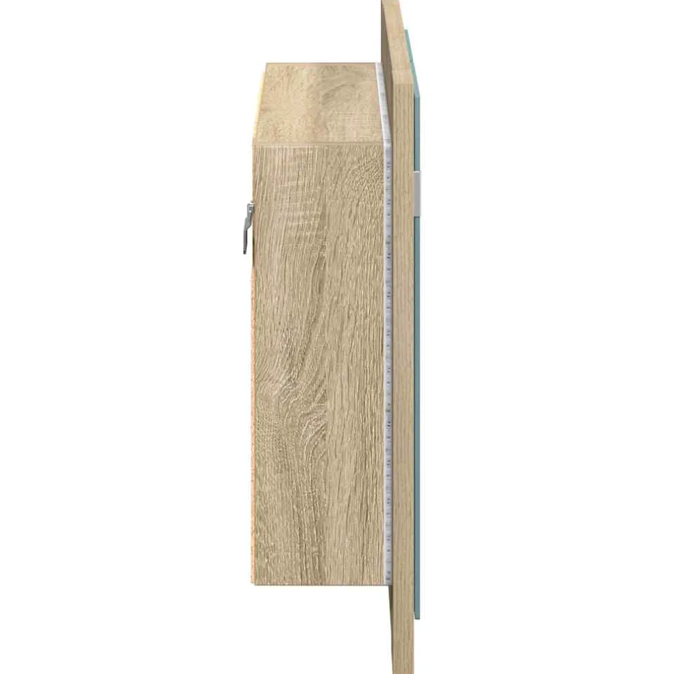 vidaXL Badkamerkast met spiegel LED 60x12x45 acryl sonoma eikenkleurig