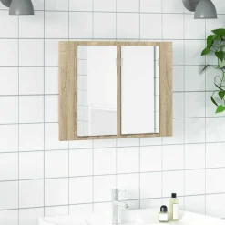 vidaXL Badkamerkast met spiegel LED 60x12x45 acryl sonoma eikenkleurig