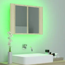 vidaXL Badkamerkast met spiegel LED 60x12x45 acryl sonoma eikenkleurig