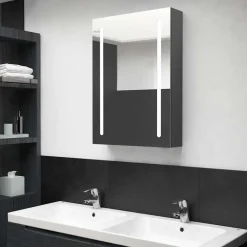 vidaXL Badkamerkast met spiegel en LED 50x13x70 cm grijs
