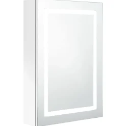 vidaXL Badkamerkast met spiegel en LED 50x13x70 cm glanzend wit