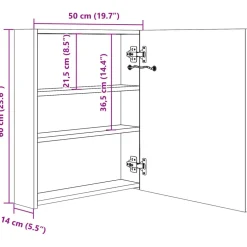 vidaXL Badkamerkast met spiegel en LED 50x14x60 cm eikenkleurig