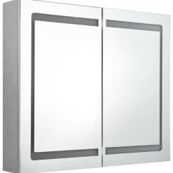 vidaXL Badkamerkast met spiegel en LED 80x12x68 cm betongrijs