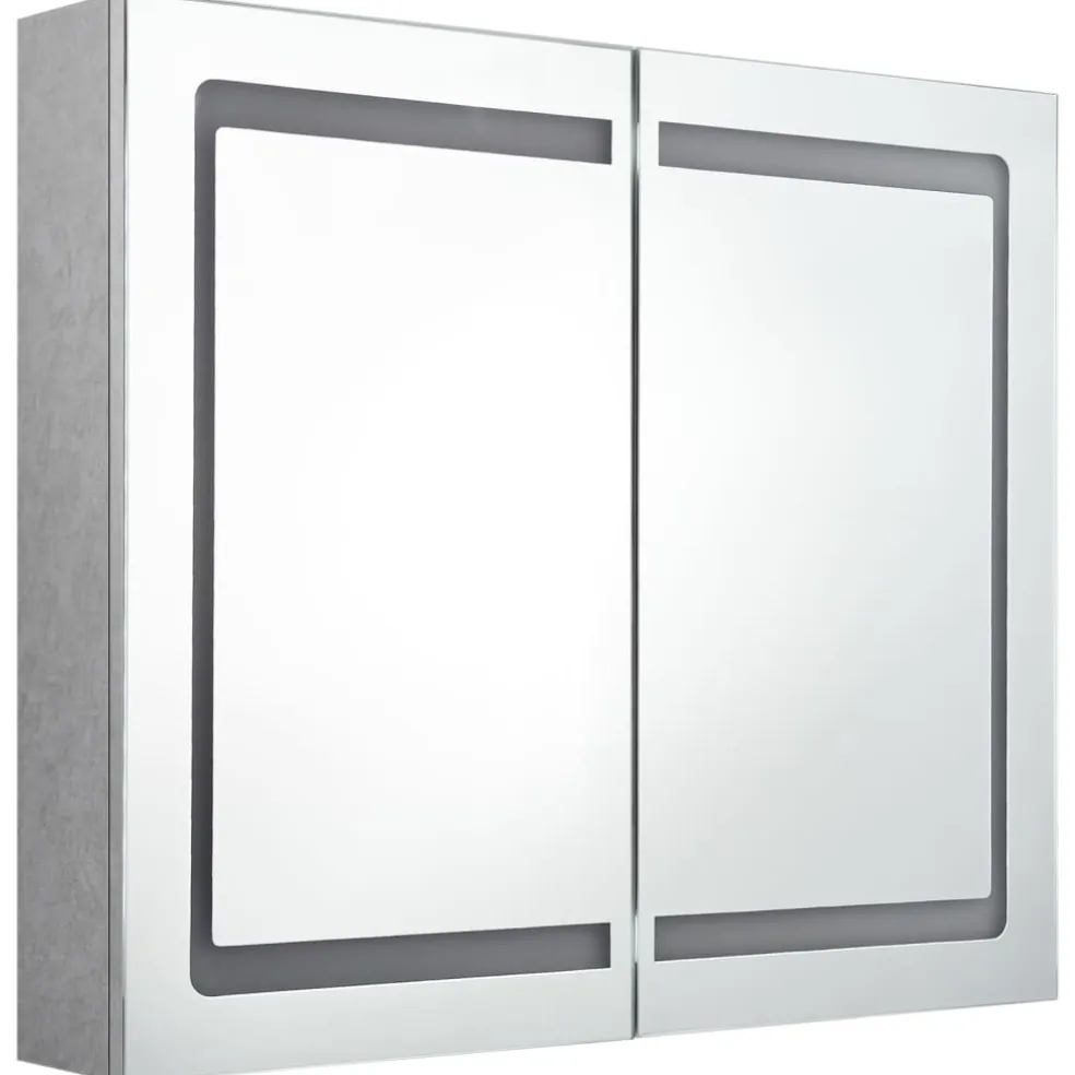 vidaXL Badkamerkast met spiegel en LED 80x12x68 cm betongrijs