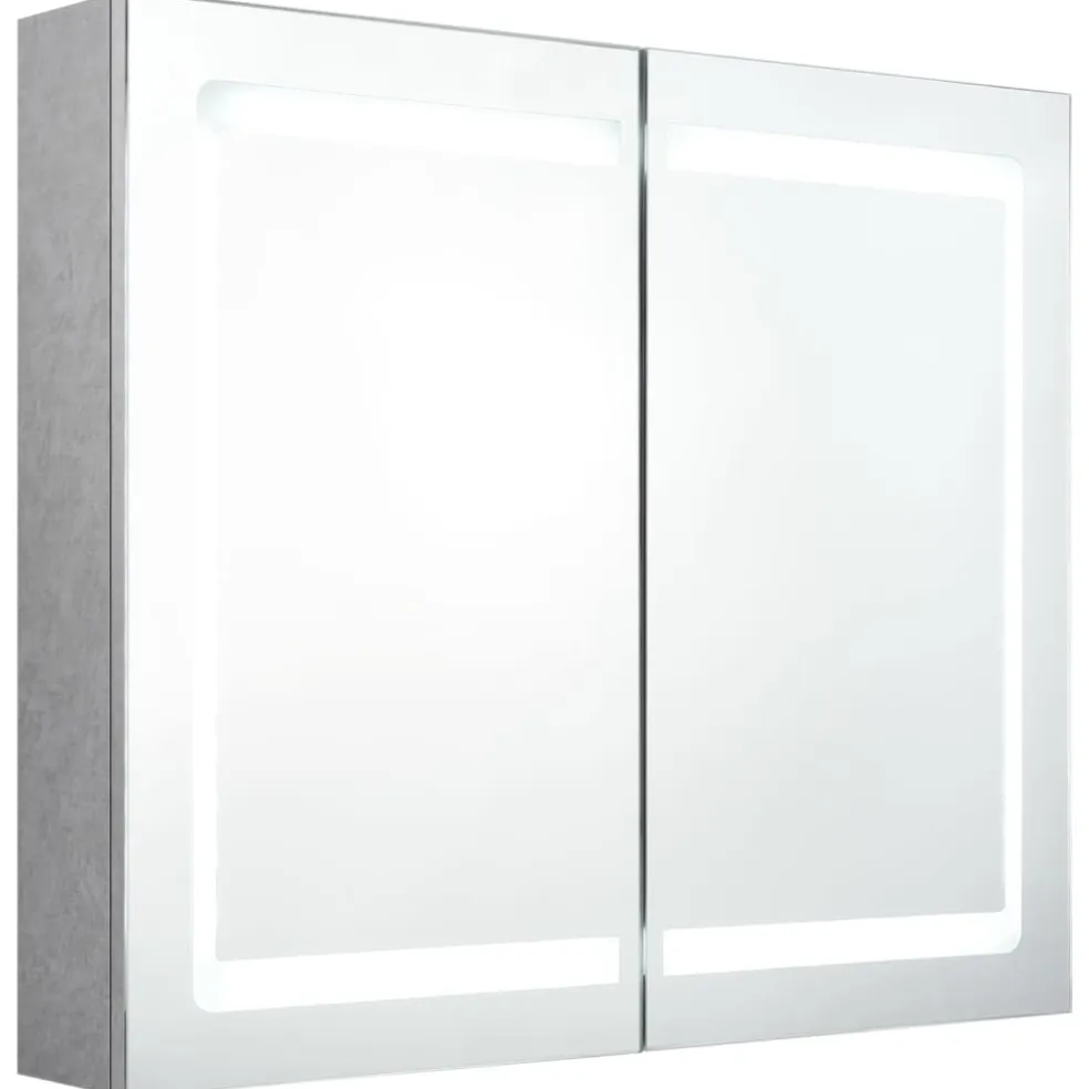 vidaXL Badkamerkast met spiegel en LED 80x12x68 cm betongrijs