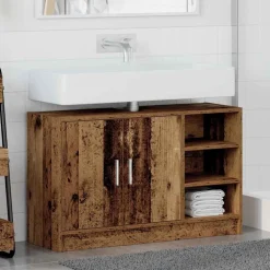vidaXL Badkamerkast Oud Hout 90 x 29 x 55 cm Bewerkt hout