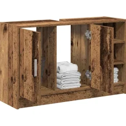 vidaXL Badkamerkast Oud Hout 90 x 29 x 55 cm Bewerkt hout