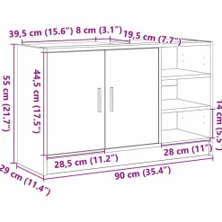 vidaXL Badkamerkast Oud Hout 90 x 29 x 55 cm Bewerkt hout