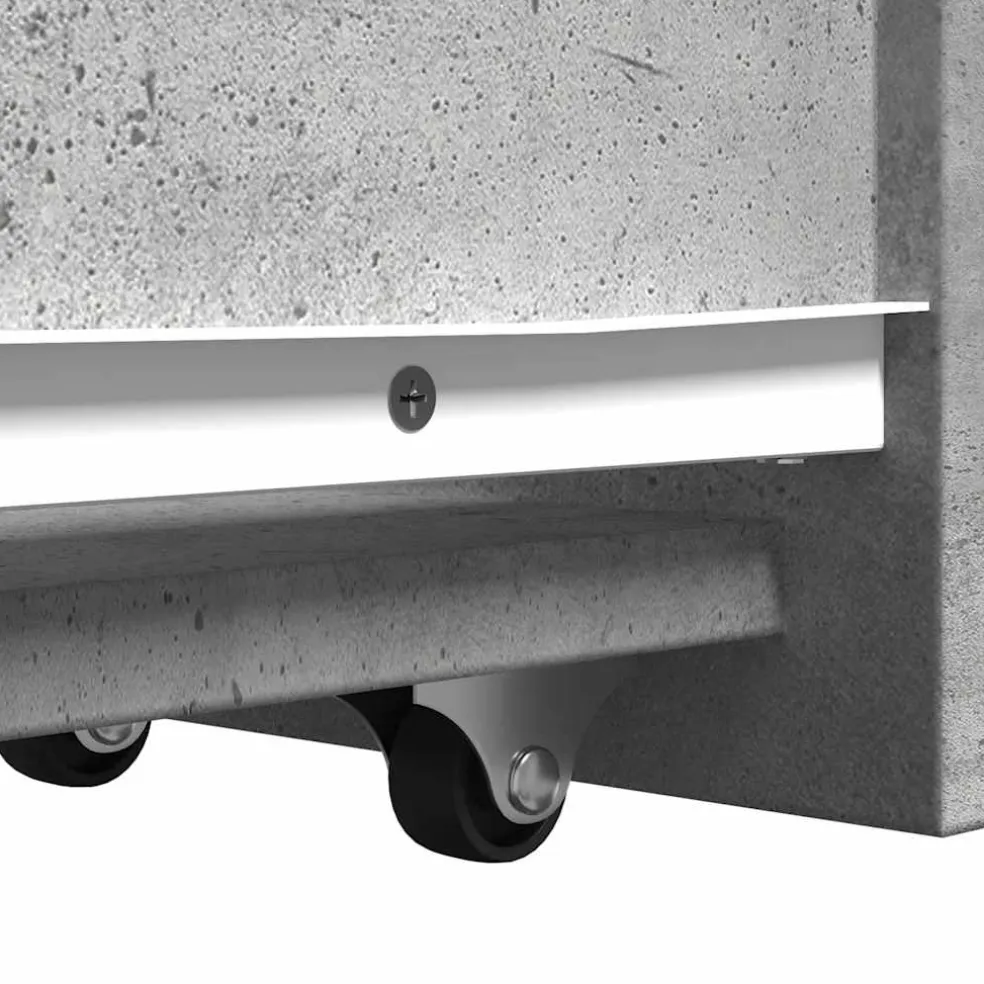 vidaXL Badkamerkast smal met wielen bewerkt hout betongrijs