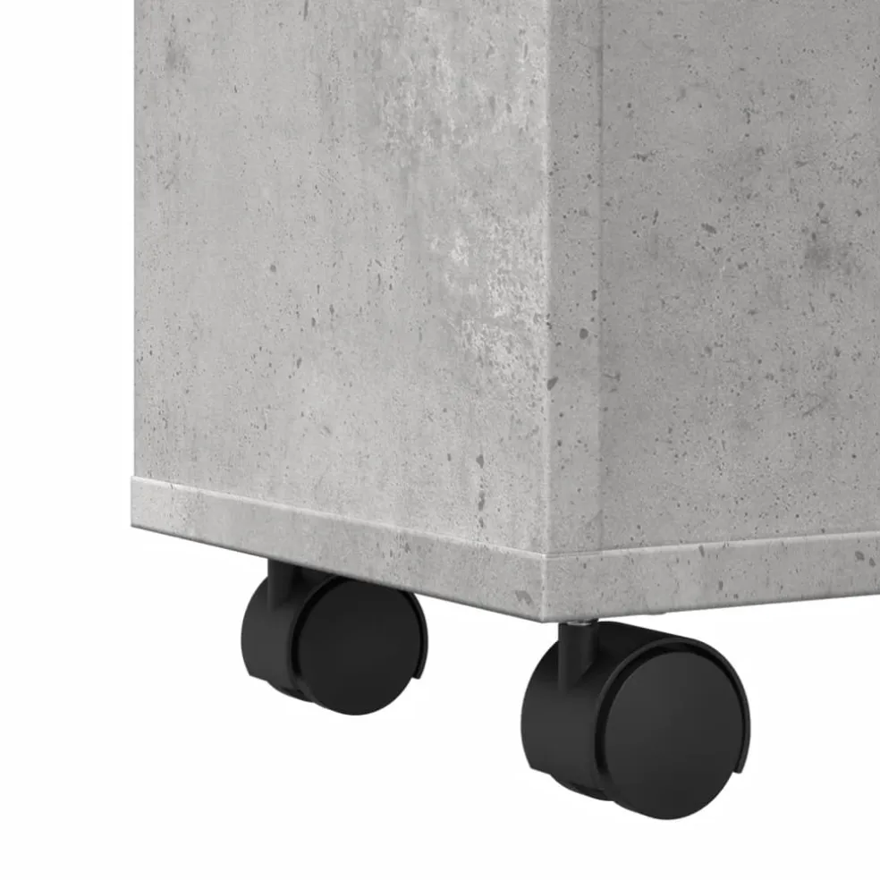 vidaXL Badkamerkast smal met wielen bewerkt hout betongrijs