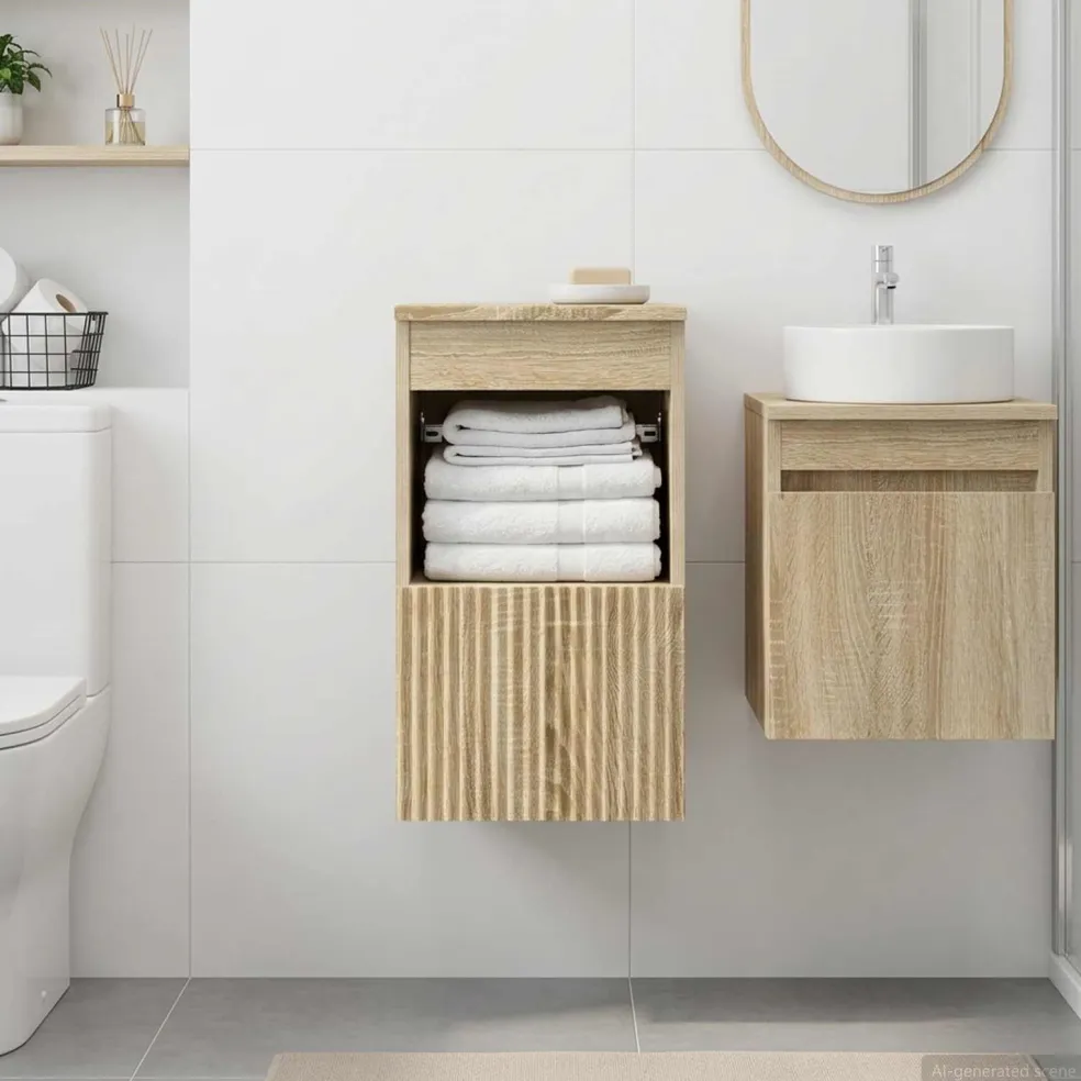 vidaXL Badkamerkast Sonoma Eiken 30 x 35 x 50 cm Bewerkt hout