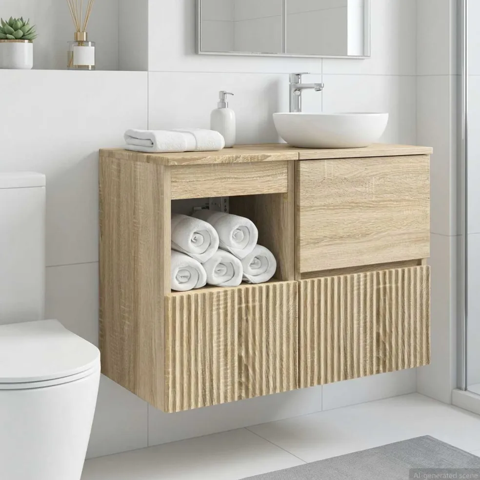 vidaXL Badkamerkast Sonoma Eiken 30 x 35 x 50 cm Bewerkt hout