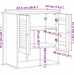 vidaXL Badkamerkast VIGO Wit en Antiek Wit 67,5 x 34 x 71,5 cm