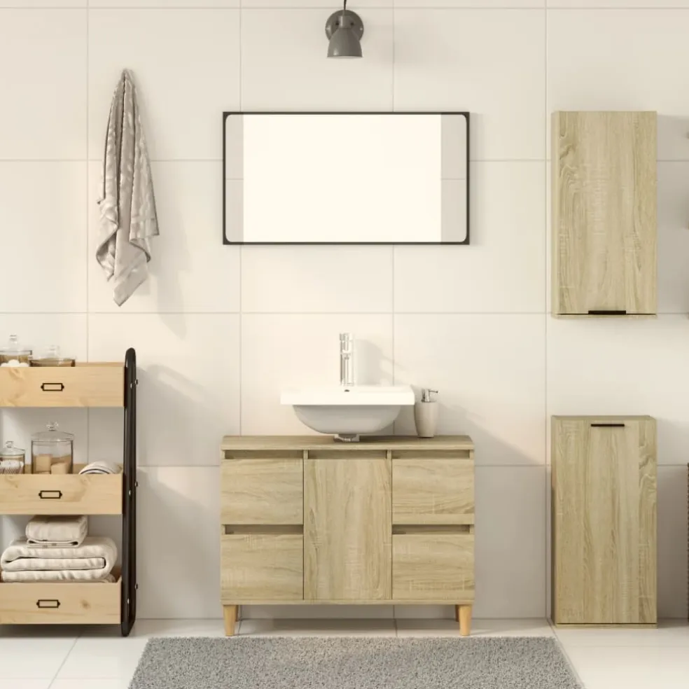 vidaXL Badkamerkast wandgemonteerd 32x20x67 cm sonoma eikenkleurig