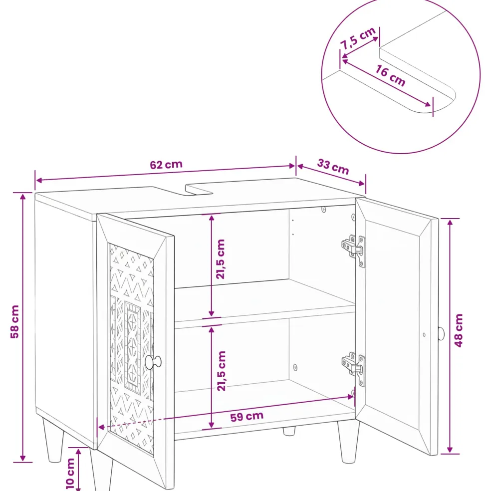 vidaXL Badkamerkast Wandgemonteerd Licht Bruin 62 x 33 x 58 cm