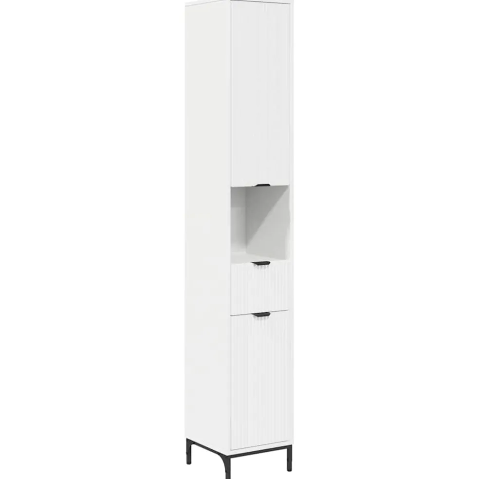 vidaXL Badkamer Kast Wit 31,5 x 33 x 190 cm Bewerkt hout, Metaal