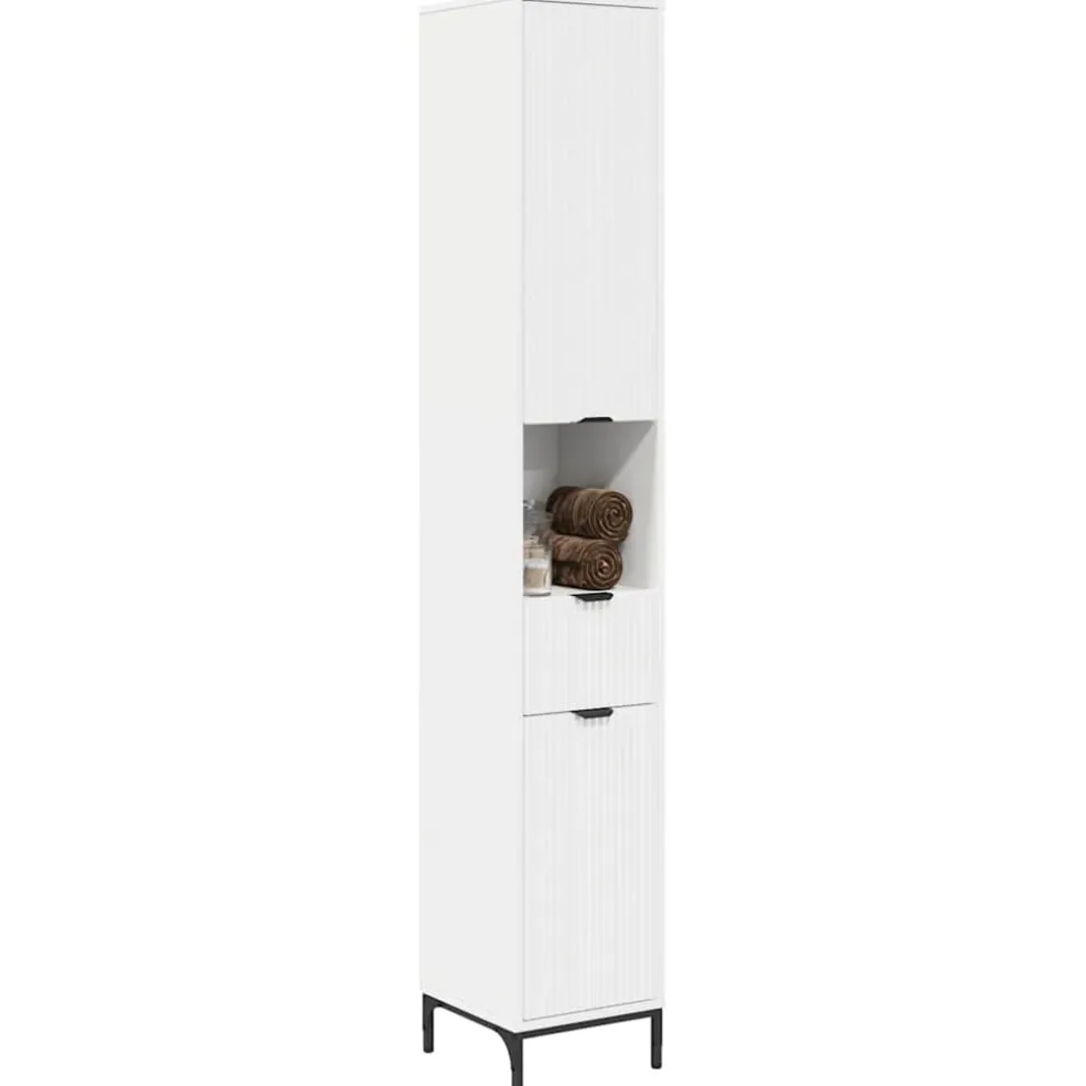 vidaXL Badkamer Kast Wit 31,5 x 33 x 190 cm Bewerkt hout, Metaal