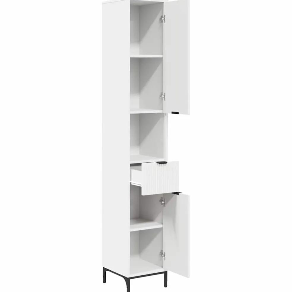 vidaXL Badkamer Kast Wit 31,5 x 33 x 190 cm Bewerkt hout, Metaal
