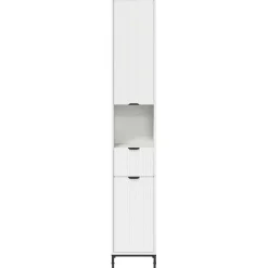 vidaXL Badkamer Kast Wit 31,5 x 33 x 190 cm Bewerkt hout, Metaal