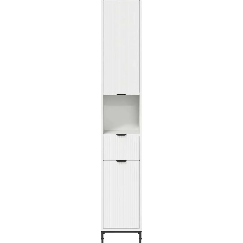 vidaXL Badkamer Kast Wit 31,5 x 33 x 190 cm Bewerkt hout, Metaal